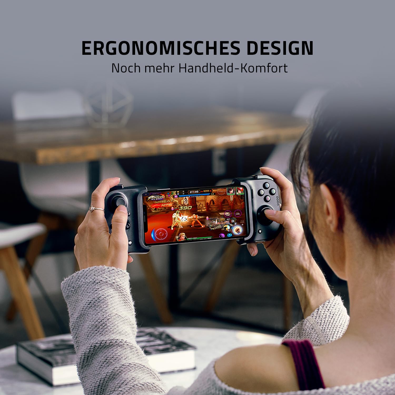 Razer Kishi für iOS (iPhone) - Smartphone Gaming Controller (USB-C Anschluss, Ergonomisches Design, Individuelle Passform, Analog-Stick, Ultra niedrige Latenz) Schwarz