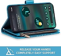 Vista 3 de Asuwish Funda de teléfono para Google Pixel 6A 5G 2022 con protector de pantalla de vidrio templado y soporte de tarjeta de crédito con tapa