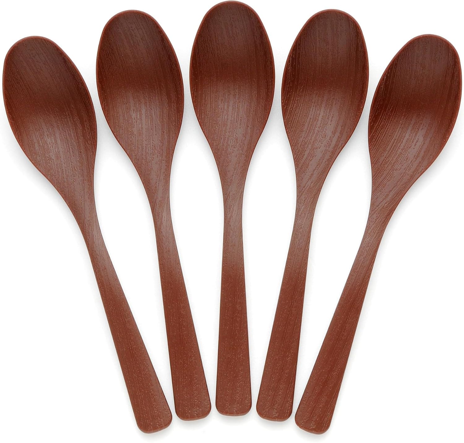 Miyamoto Sangyo Ragalus Lotus Cutlery, Crack-resistant Set, Dishwasher Safe, Wood Grain Spoons (Set of 5)