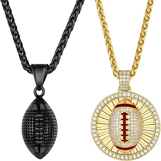 GOLDCHIC JEWELRY Football Necklaces for Men Boys, Rugby Ball Chains for Super Bowl Party