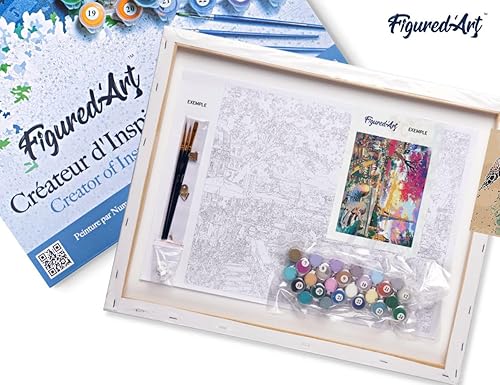 Vista 336 de Figured'Art - Juego de pintura por números, lienzo enrollado sin marco, para manualidades, para adultos, 16 x 20 pulgadas, jarrón de peonías