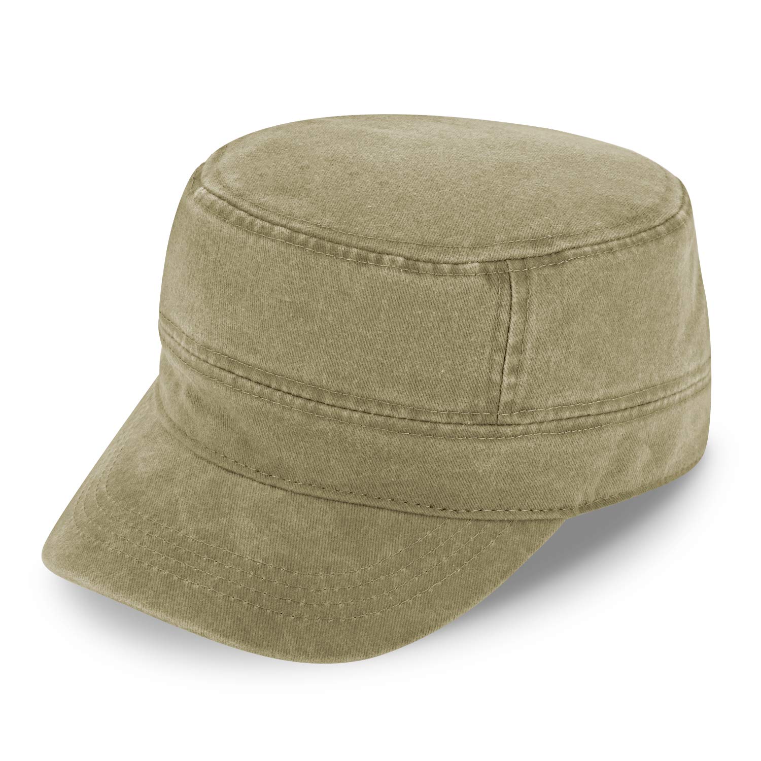 fiebig Army GI-Cap in Washed Cotton | Classic Workwear Hat with Velcro Fastening | Military Outdoor Cap Made of Cotton (One Size, Beige)