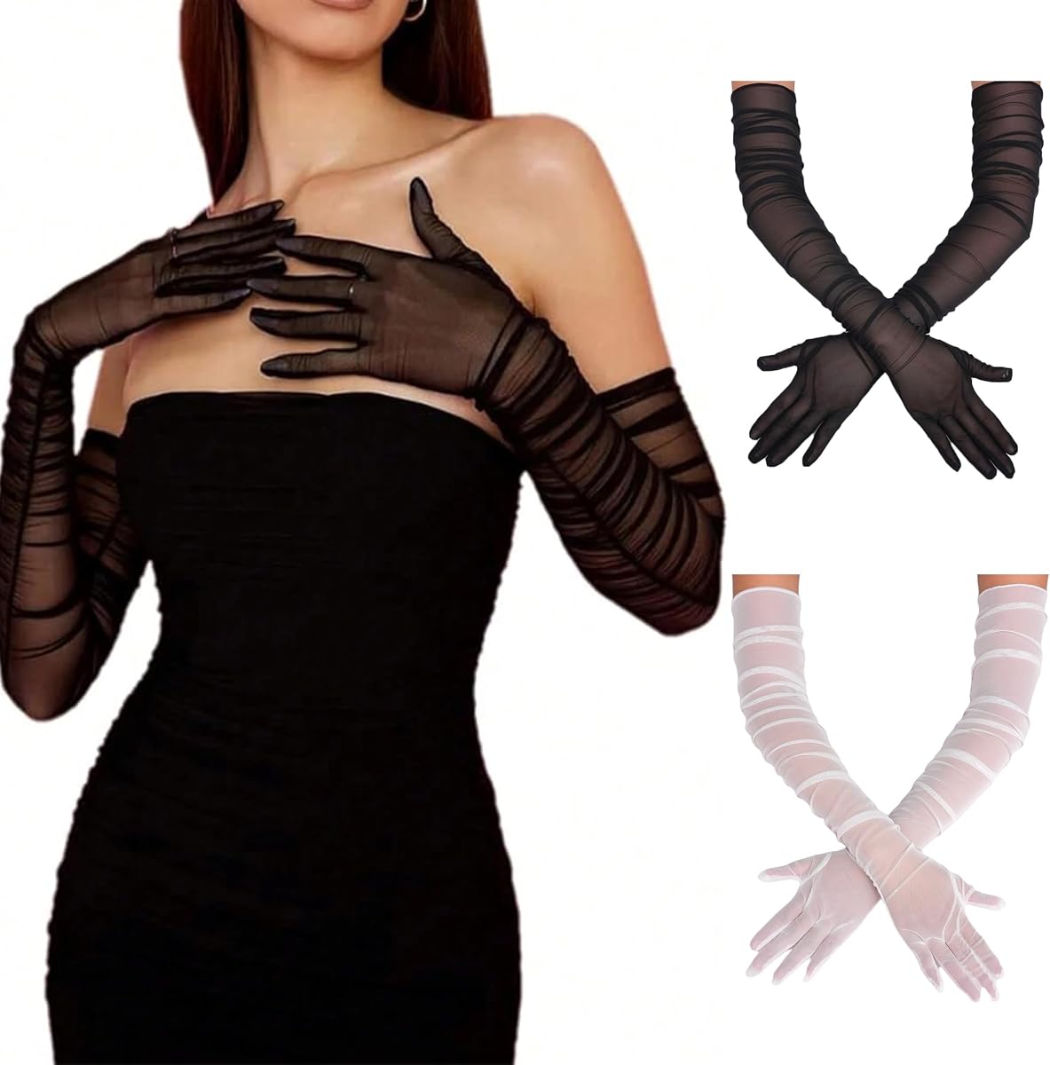 Avidlove Women's Long Sheer Gloves Tulle Mesh Opera Gloves