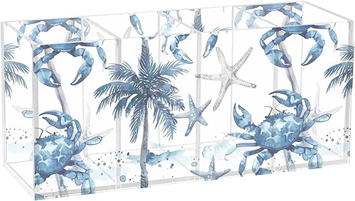 Miniatura 9 de CHIFIGNO Vintage Rose Flowers Acrylic Pen Holders 4 Compartments Pencil Pen Holder for Desk Makeup Brush Cup Cute Pen Containers for Home, School,