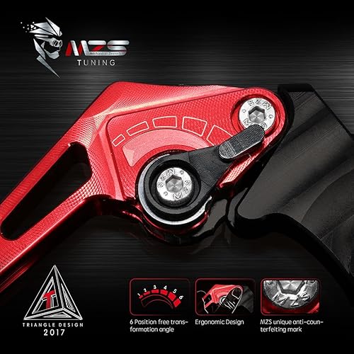 Miniatura 4 de MZS - Palancas de embraguefreno cortas para moto, rojas, compatibles con Z400 19-23  Z125 17-24  EX 400 18-23  EX300 13-18  EX 250 08-12  KLE300 300