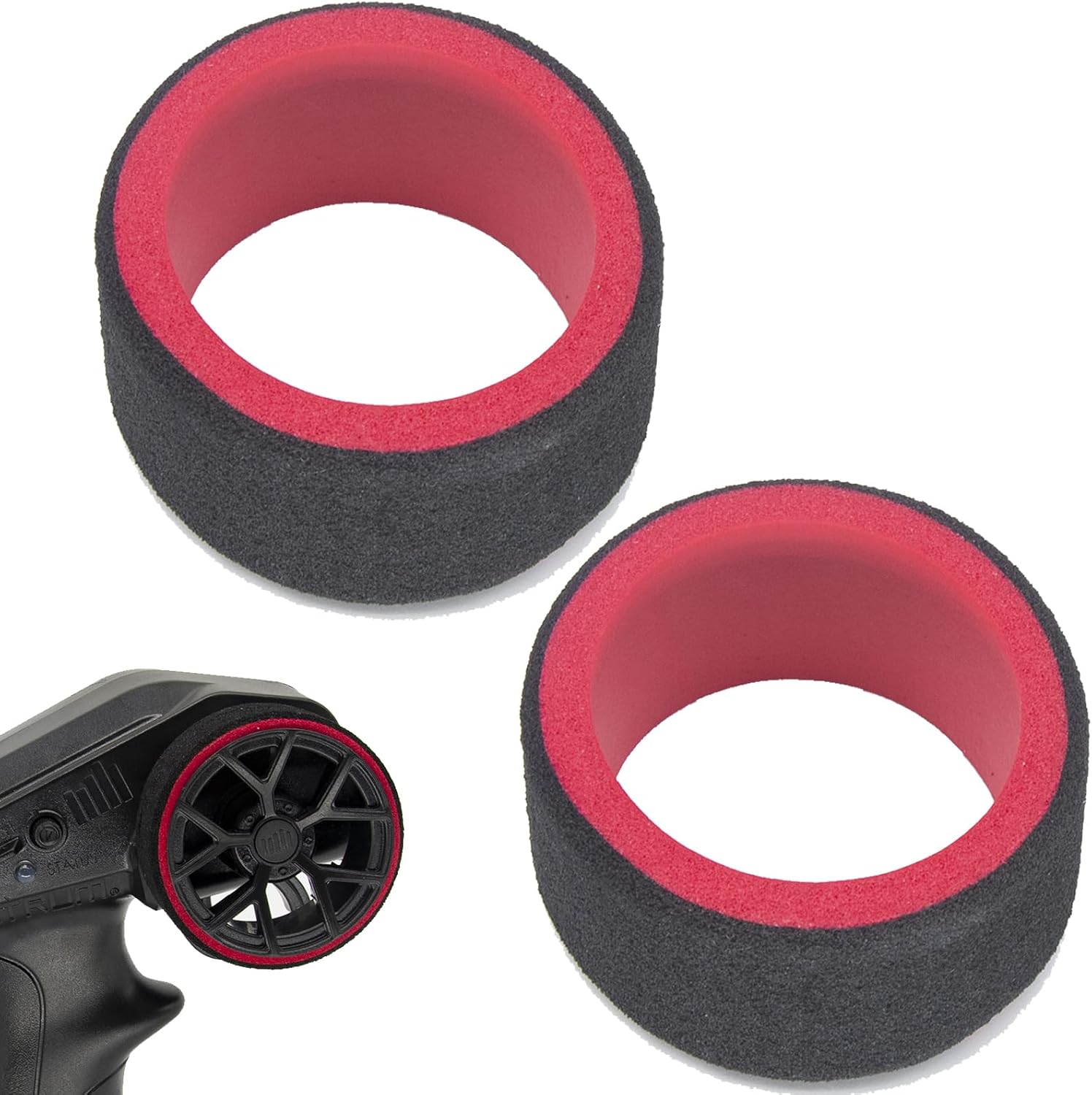 Rc Cars Transmitter Steering Wheel Foam Grip Hand Wheel Sponge for Traxxas TRX4 Slash Tqi Futaba 3PV 4PV 4PLS 4PX 7PX Prc X4 Flysky GT2 GT3 GT5 Radiolink, Sanwa - 2Pcs