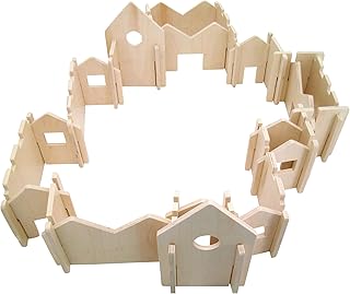 THE FRECKLED FROG Little Happy Architect - Set of 22 - Ages 18m+ - Wooden Blocks for Toddlers - Create Endless Village Layouts - Lightweight