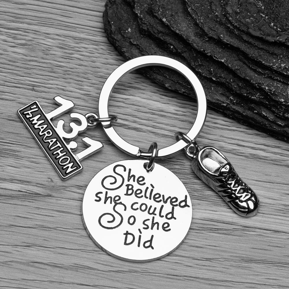 Sportybella - 13.1 Keychain, Half Marathon Runner Running Jewelry, 1/2 Marathon Gift for Girls and Women, Gift for Runners