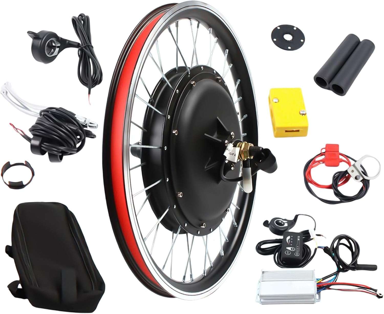 20 Inch Electrical Bike Rear Wheel Conversion Equipment, 48V 1000W E-Bike Hub Motor Brushless Toothless Motor Set for V Brake & Disc Brake, With out Battery (Rear Wheel)