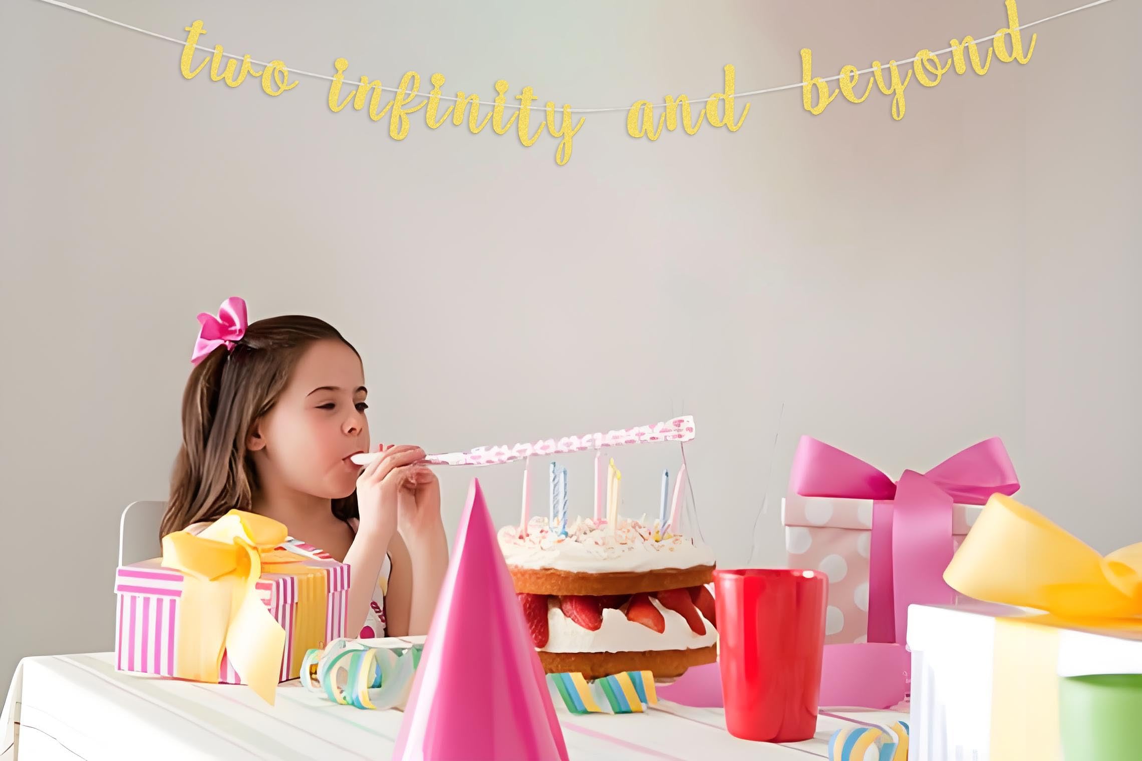 "Two Years Loved" Birthday Banner – Happy 2nd Birthday Party Sign With Letters & Ribbon