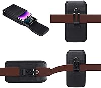 Vista 2 de Funda vertical dual con clip para cinturón, 2 fundas para teléfono celular para iPhone 15 Pro Max, Samsung Galaxy A15 A35 A55 A54 A14 A13 A53