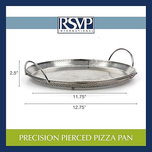Miniatura 5 de RSVP International Endurance - Sartén para pizza perforada de precisión de acero inoxidable, 11.5 pulgadas, uso en parrilla u horno, corteza marrón