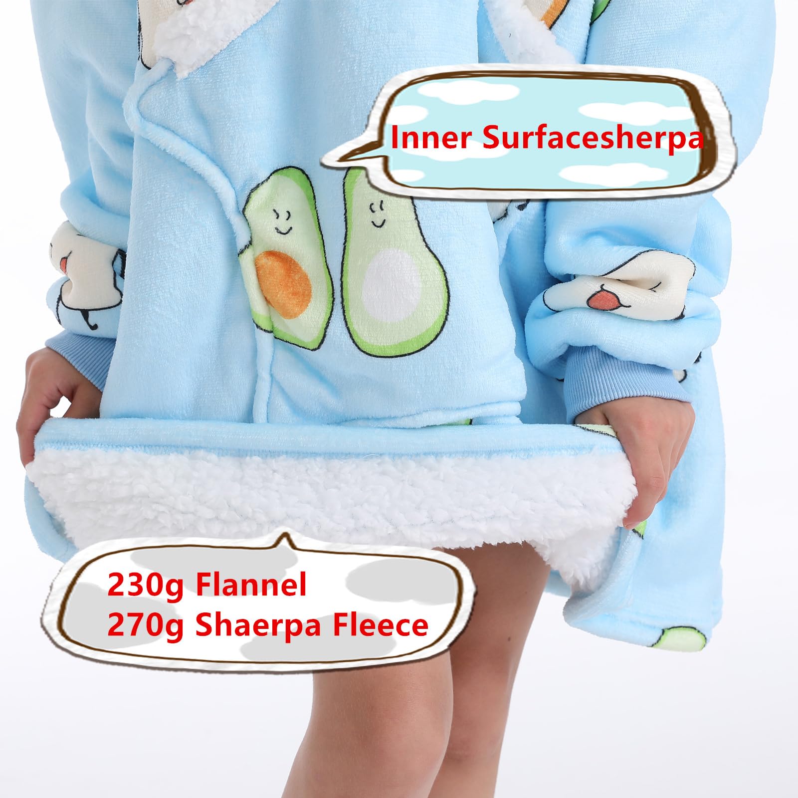 Couverture à Capuche Surdimensionné pour Enfants,Couverture à capuche pour filles,Super Douce Sweat-Shirt Couverture Portable pour Enfants et Adolescents,Taille Unique