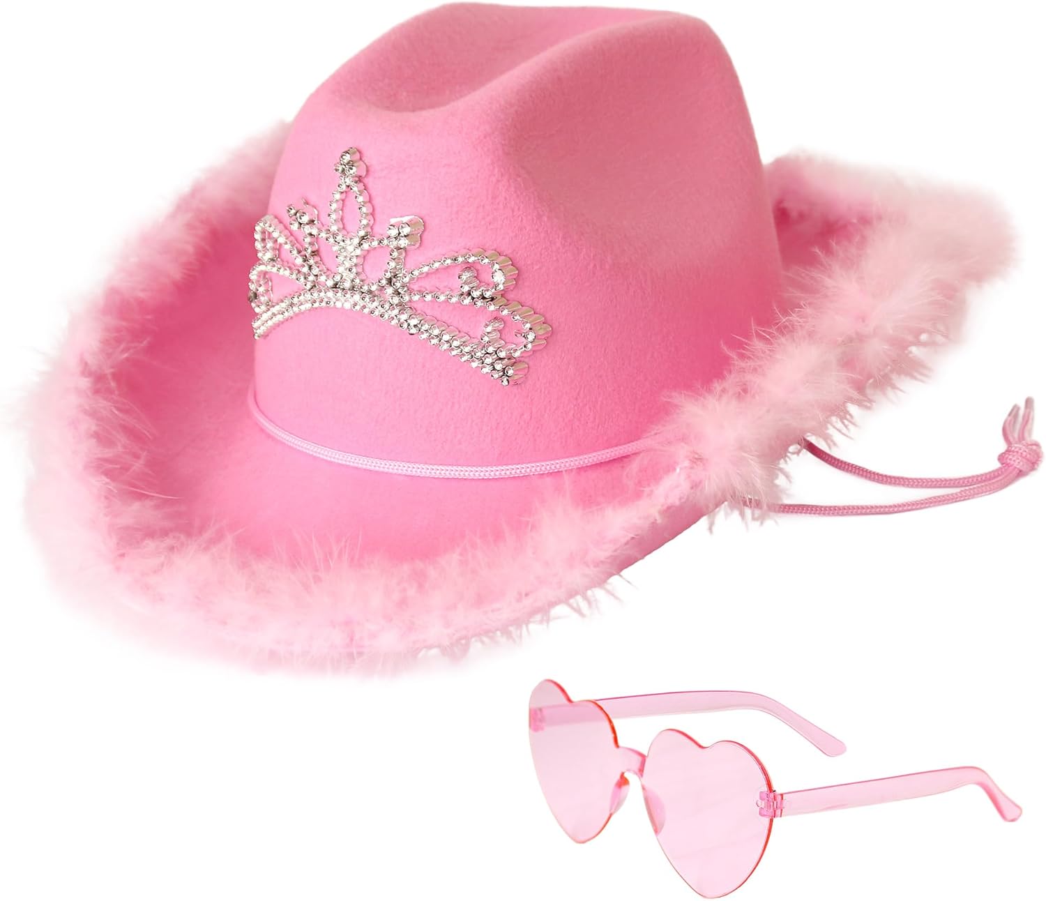 Wildarms Sparkle Cowgirl Hat With Sunglasses - 80s Retro Cowboy Costume Accessories for Women Girls Christmas gifts