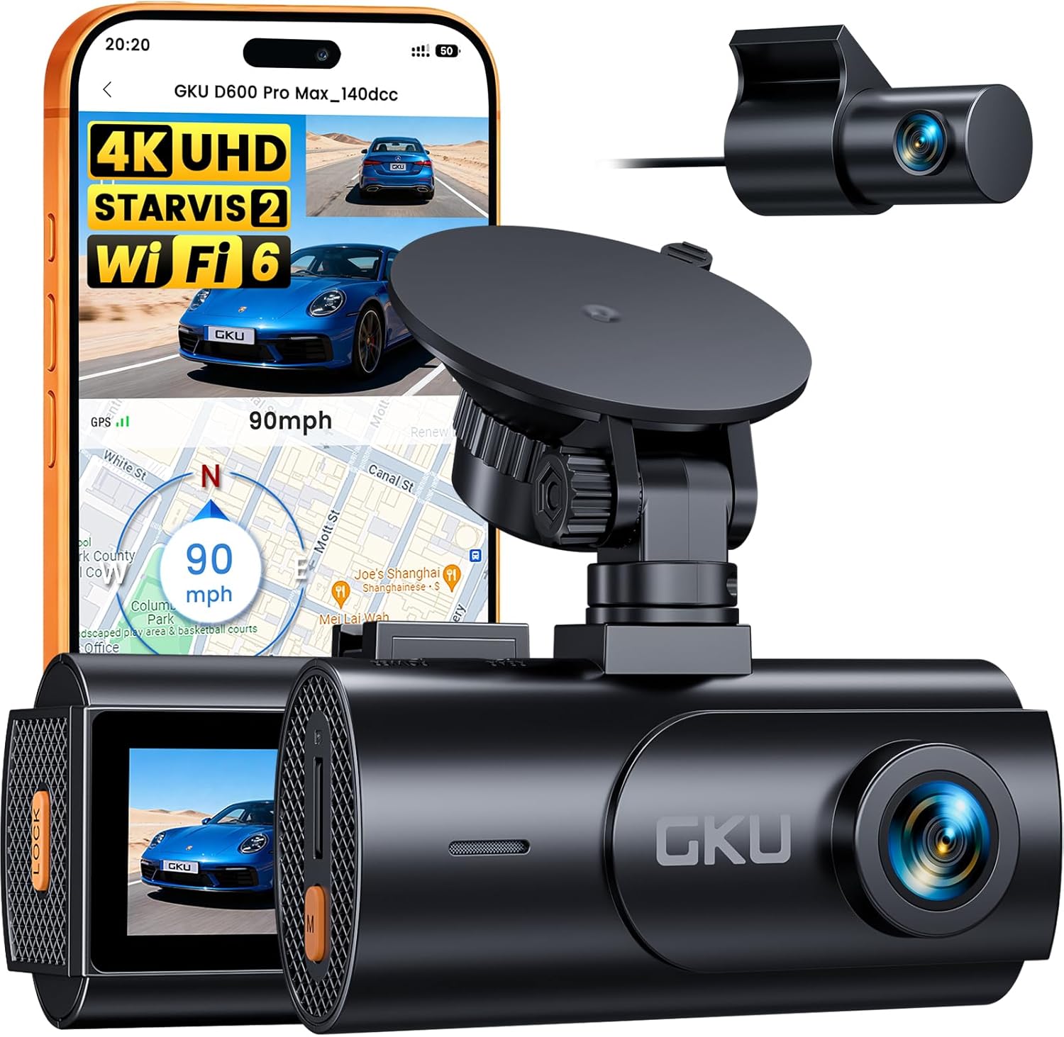 GKU 4K Dual Dash Cam Front and...
