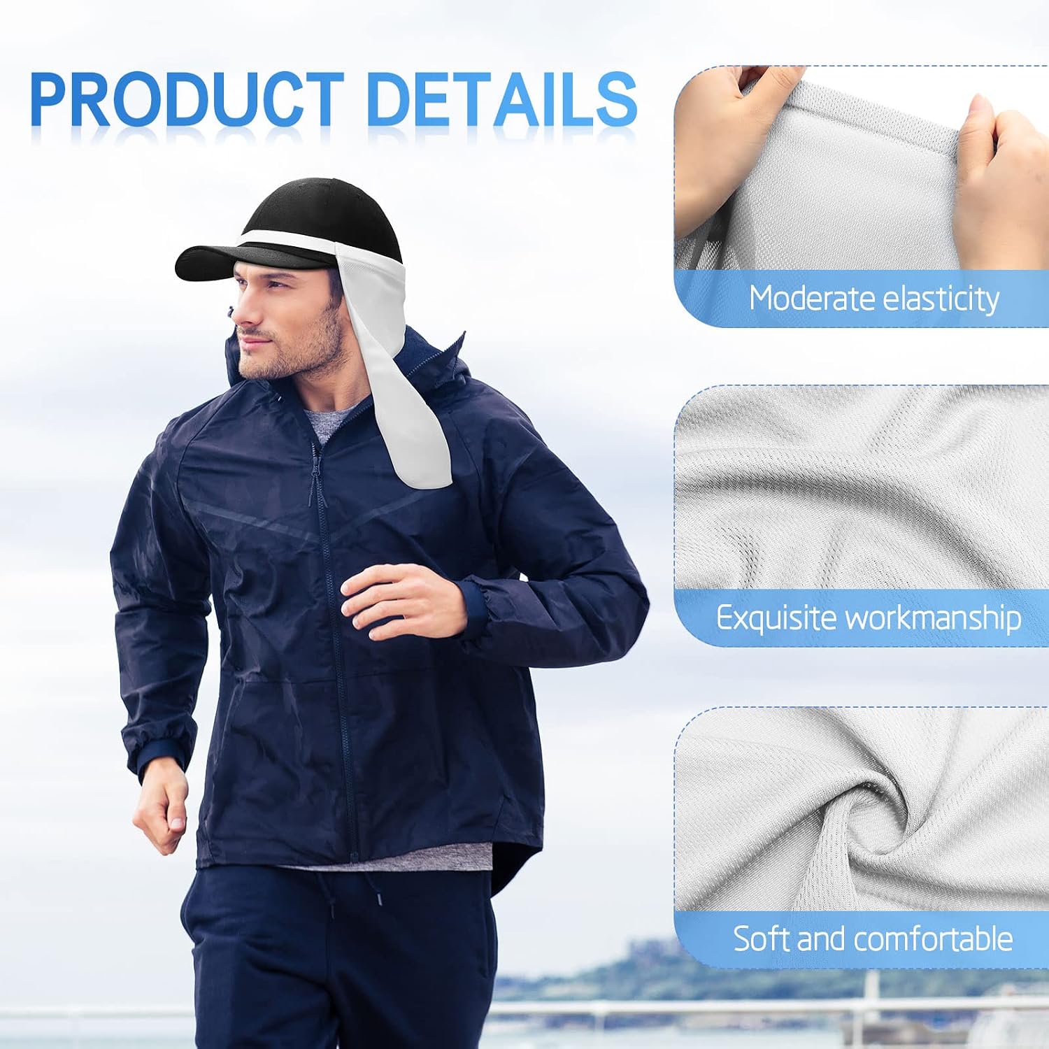 Tarpop 12 Pcs UV Neck Sun Protector Hat Drape Neck Protector Unisex Adjustable Sun Shade Face Cover for Outdoor(Medium)
