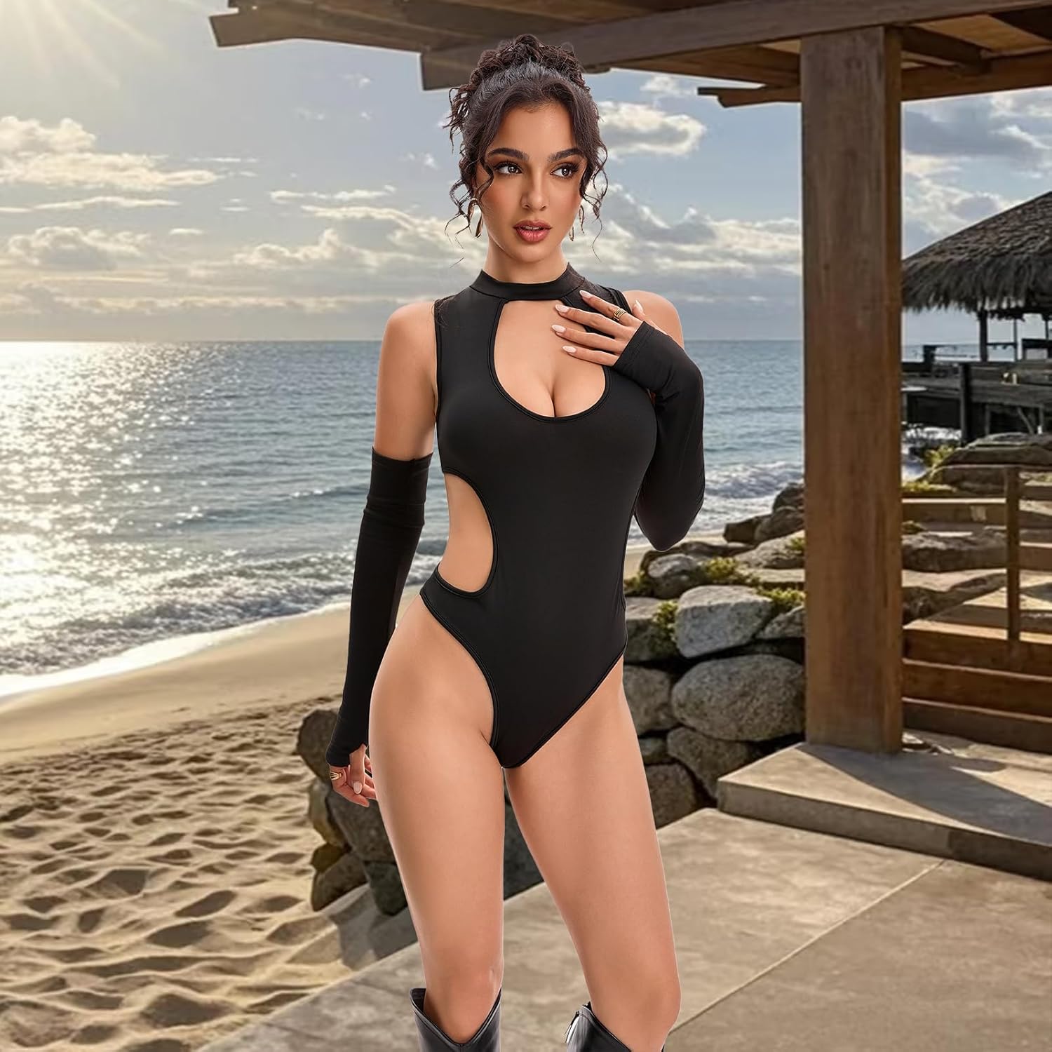 Women's Rave Outfits for Women Festival Sexy Y2K Bodysuit Goth Costume - Image 5