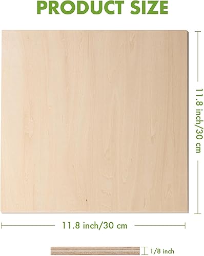 Miniatura 3 de ROBOTIME Madera contrachapada de 0.118 in, 6 piezas, madera contrachapada de arce de 18 para corte y grabado láser, tableros de arce finos de 12 x