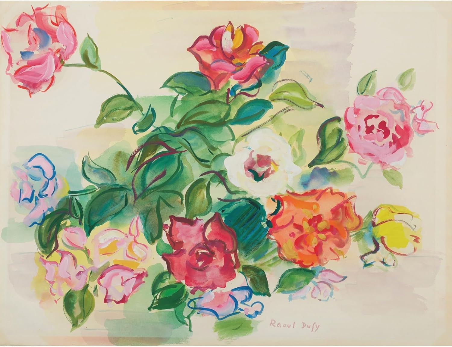 ArtDirect Bouquet of Roses (1941) Unframed Art Print Giclee Poster by Raoul Dufy - Ready for Framing with Customization Sizes 10x8, 14x11, 20x15, 31x24, 47x36 and 60x46 inches