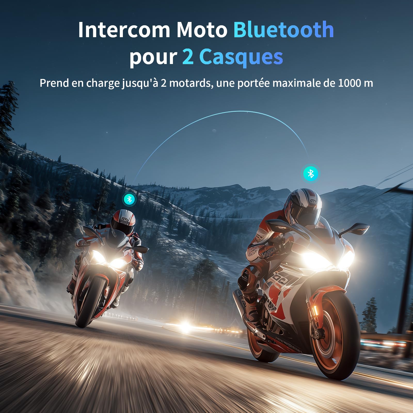 Fodsports FX-S Intercom Moto Duo per 2 Caschi, Citofono Moto Bluetooth 5.4, Sistema di Comunicazione con Impermeabile IP67, Collegamento Universale, Vivavoce Automatico/Manuale