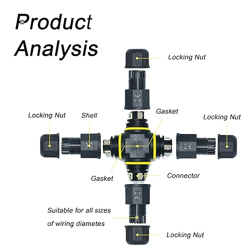 Miniatura 10 de Conector de cable de caja de conexiones eléctrica impermeable IP68 para exteriores, M16 para cables de 2 o 3 pines para rango de cable de