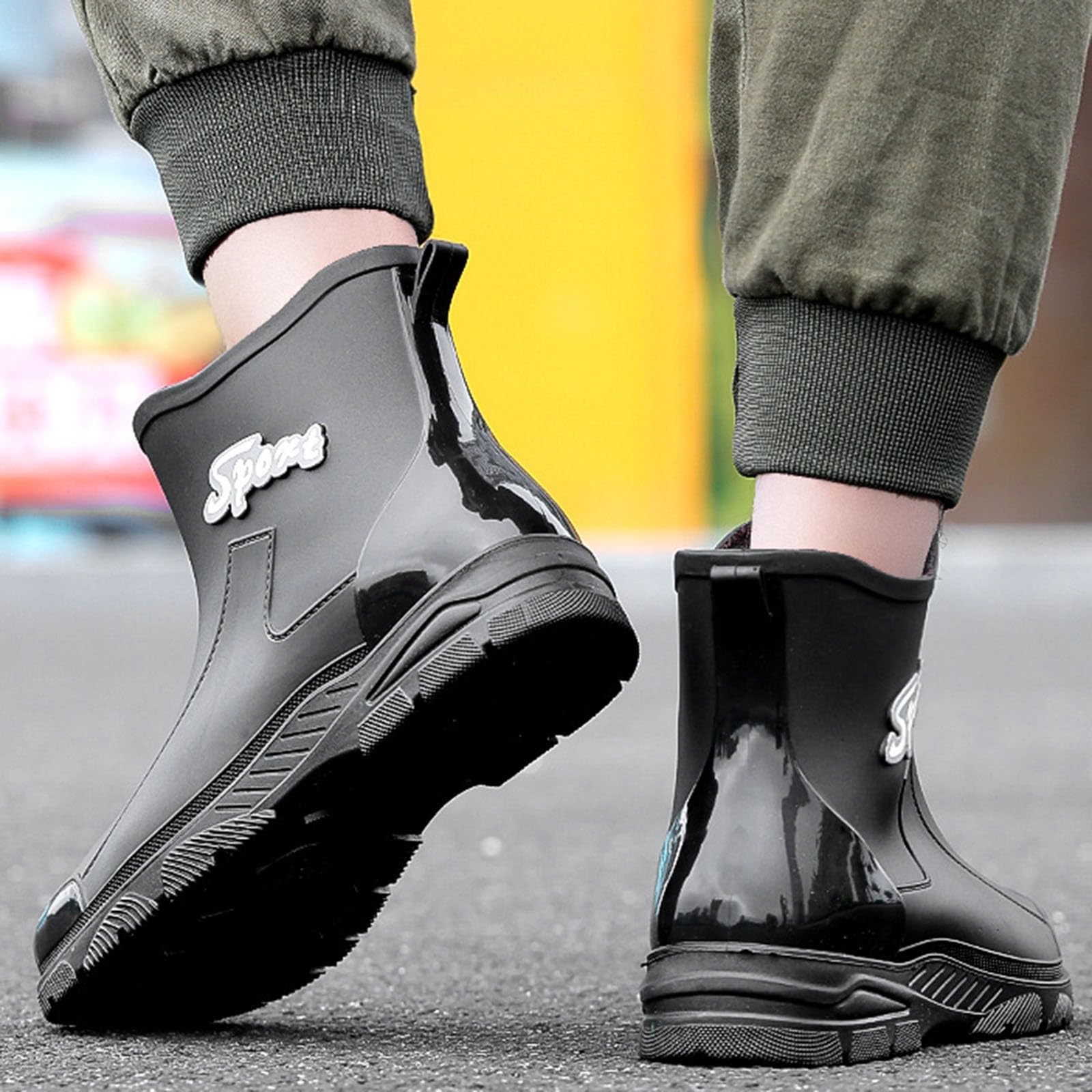 Botas de lluvia para hombre, botas de lluvia cortas, botas de goma, botas de goma para exteriores, botas de lluvia, botines impermeables, botas antideslizantes de jardín, botas de tobillo