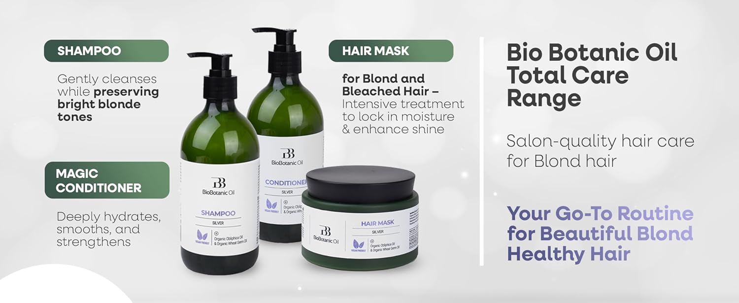 Bio Botanic Oil Shampoo for Blonde & Bleached Hair, Enriched with Organic Wheat Germ & Obliphica Oil, pH 5.5 Balanced, SLS-Free, Salt-Free, Protects & Enhances Blonde Color, 500ml - Image 6