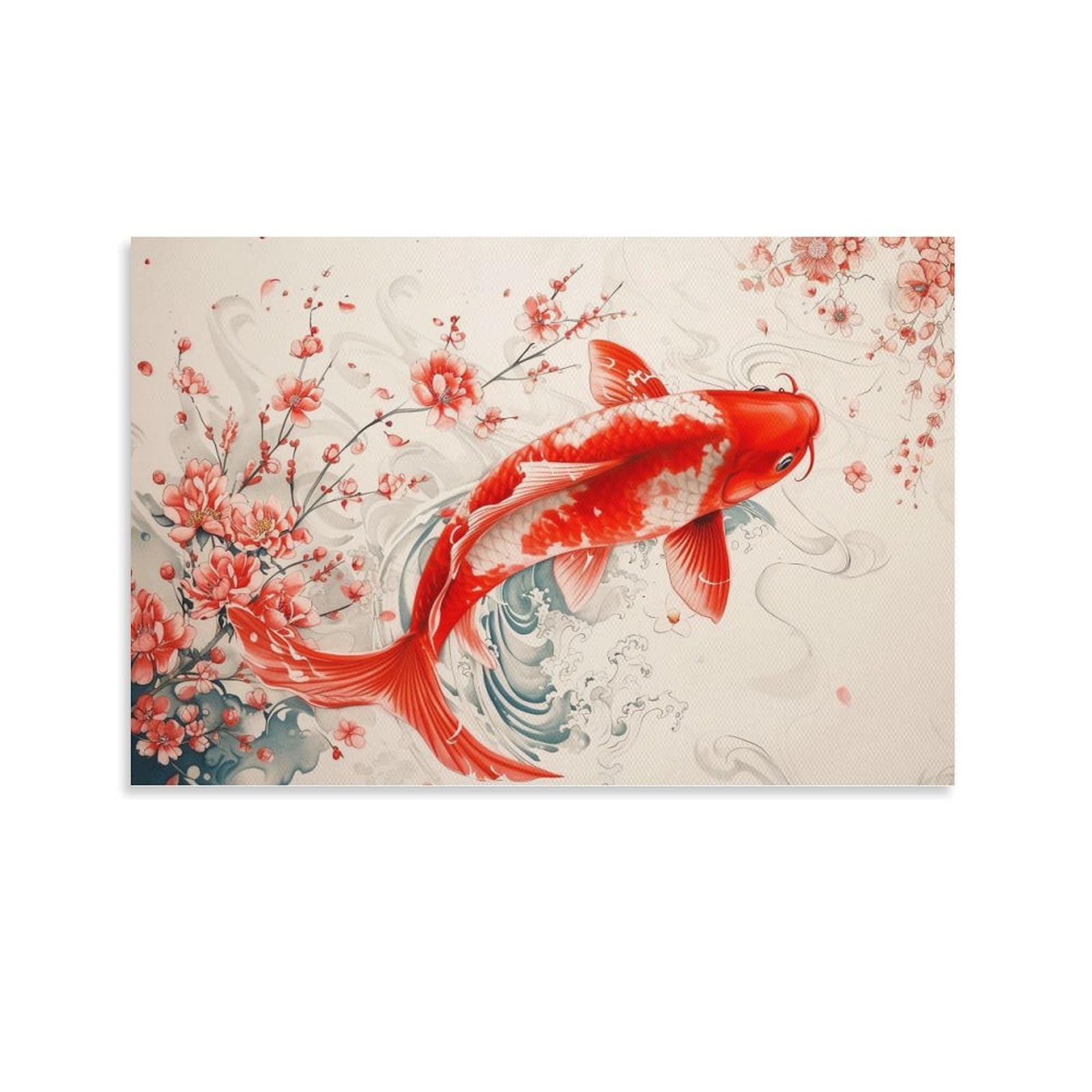 Amazon.co.jp: 絵画 赤い鯉 アートパネル ポスター 動物イラストアート