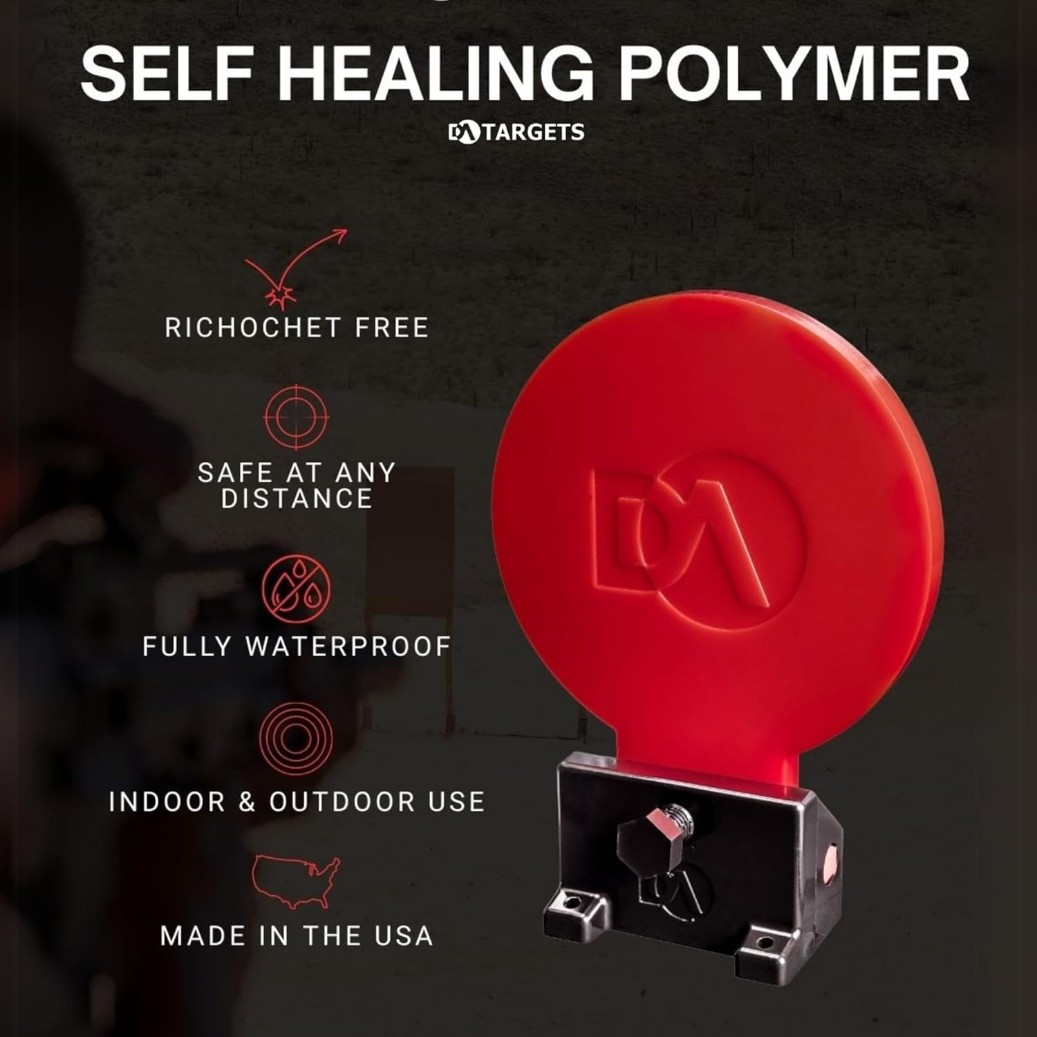 DA Targets - 6” Knockdown Target, Color Changing, Self-Healing, Reactive, Ricochet Free, Reusable, Weatherproof 100%, Made in USA