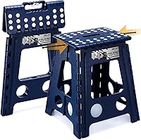 Vista 28 de Delxo Taburete plegable de 9 pulgadas en negro, taburetes plegables para niños, taburete plegable portátil con asa, taburete plegable para cocina