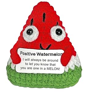 Krinisou Positive Animals Watermelon Gifts, Crocheted Emotional Inspirational Fruit, Funny Mini Crochet Encouragement Gift for Women Her Friends