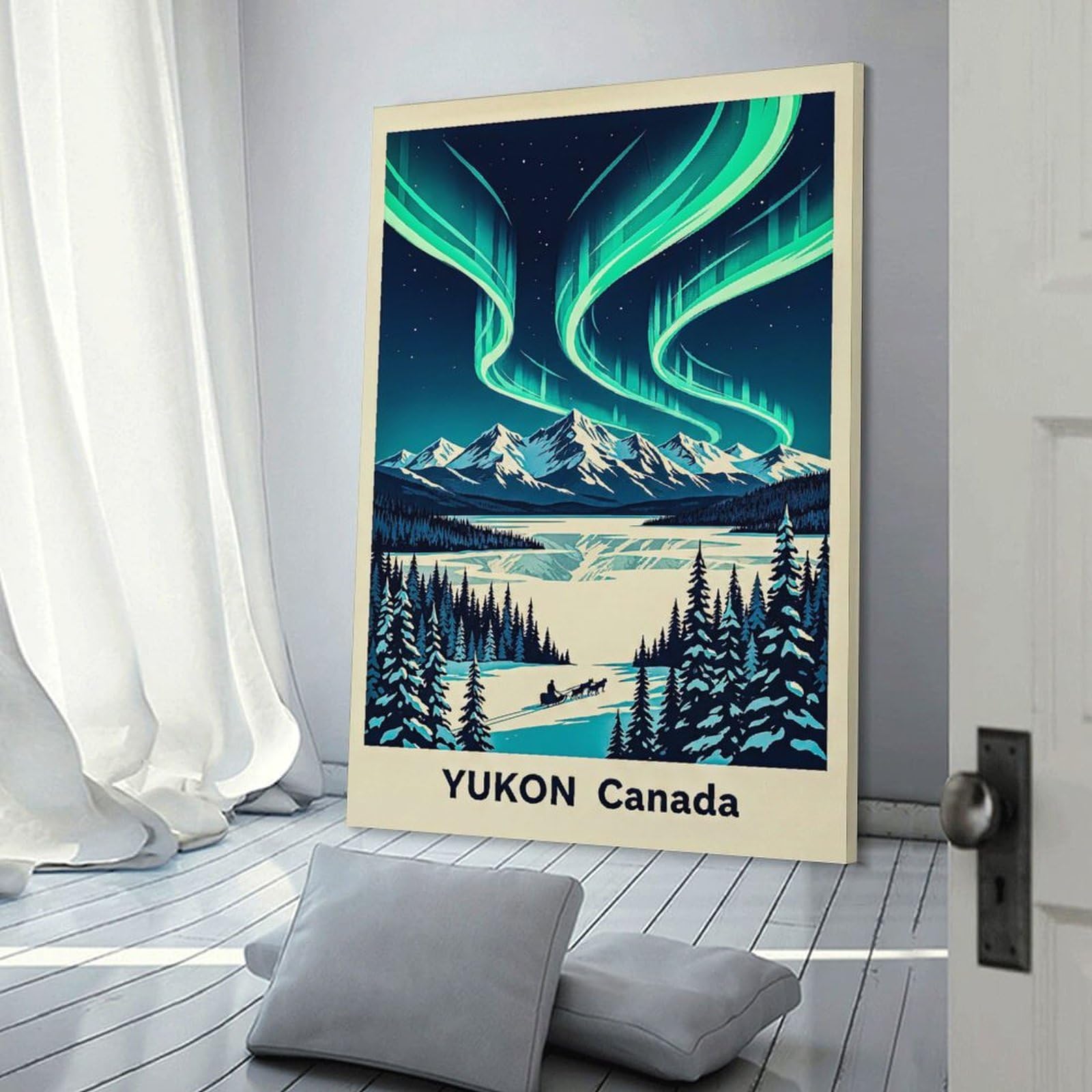 Junmoney Decorative Wall Artwork Yukon Canada Aurora Borealis, 20x30inch(50x75cm), for Living Room, Bedroom Or Apartment Walls, Decorative Artwork for Empty Walls