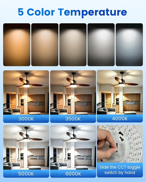 6.69'' LED Ceiling Fan Light Retrofit Kit, 25W 2500LM Dimmable, 5CCT by Bonlux - Used condition - Image 3