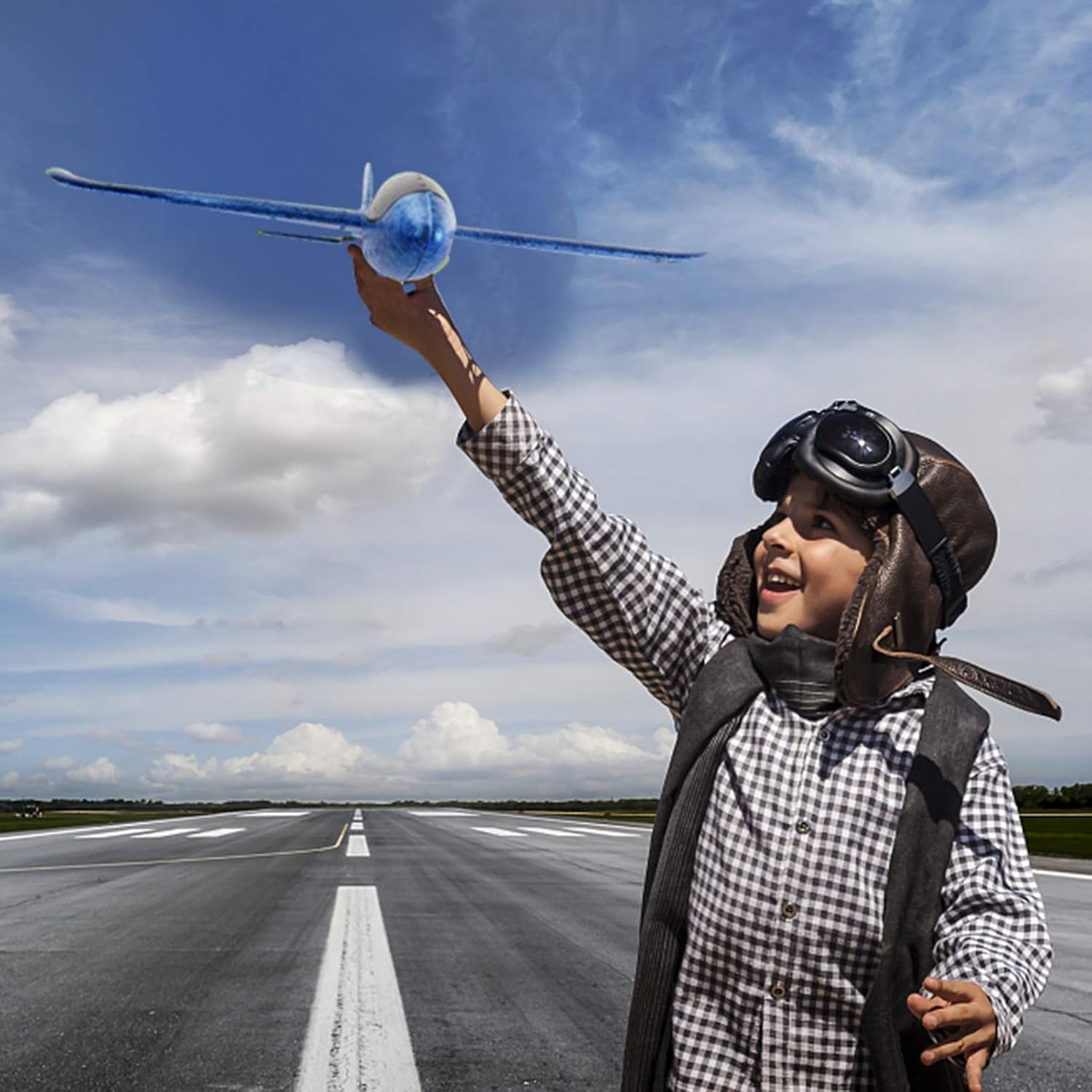 Upgrade 17.5" Large Throwing Plane, 2 Flight Mode Glider, Kids' Foam Airplane Gifts for 3-7 Year Olds, Outdoor Sport Toys Birthday Party Favors