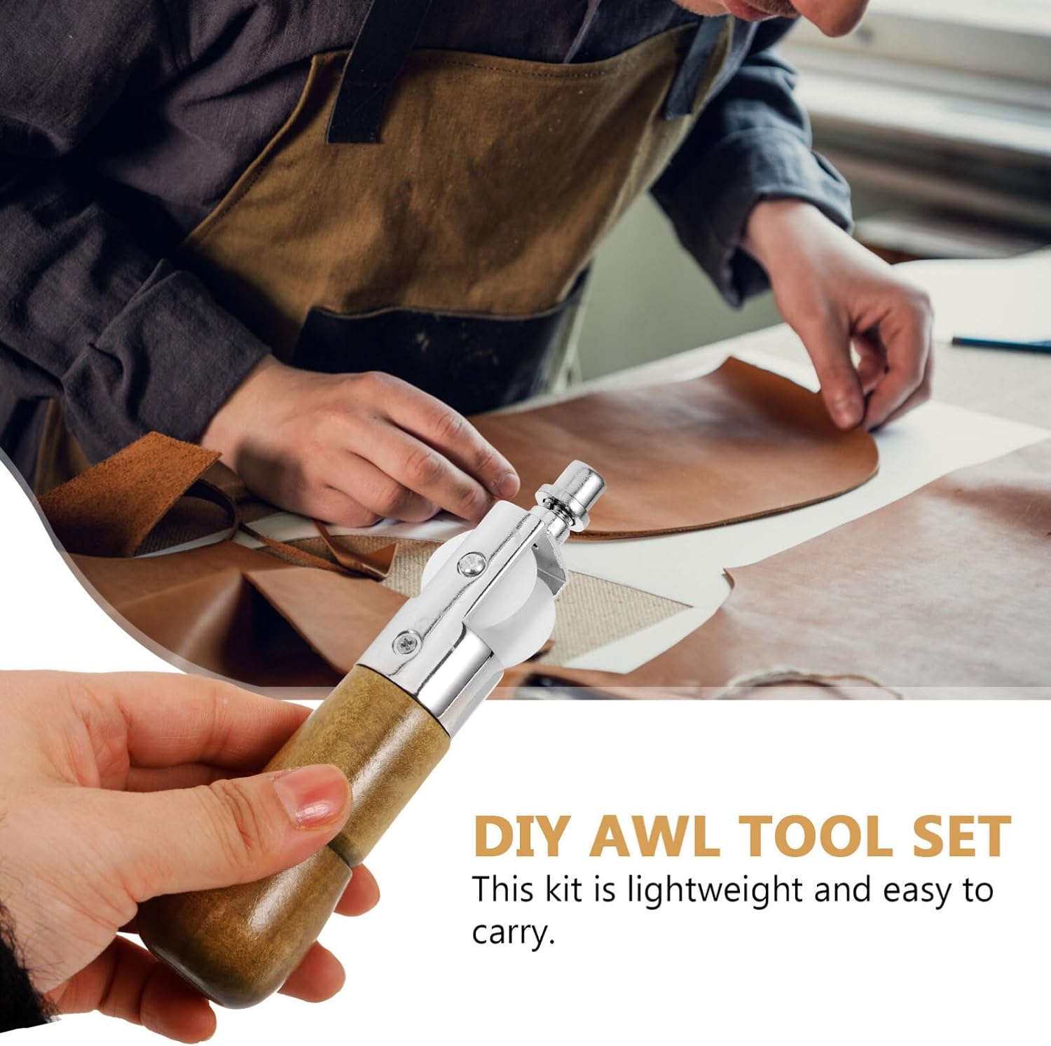 EXCEART 1set Leather Craft Hand Awl Kit Complete Tools for Leather Sewing Includes Needles and Awl for Bag Making Wallets and Crafts