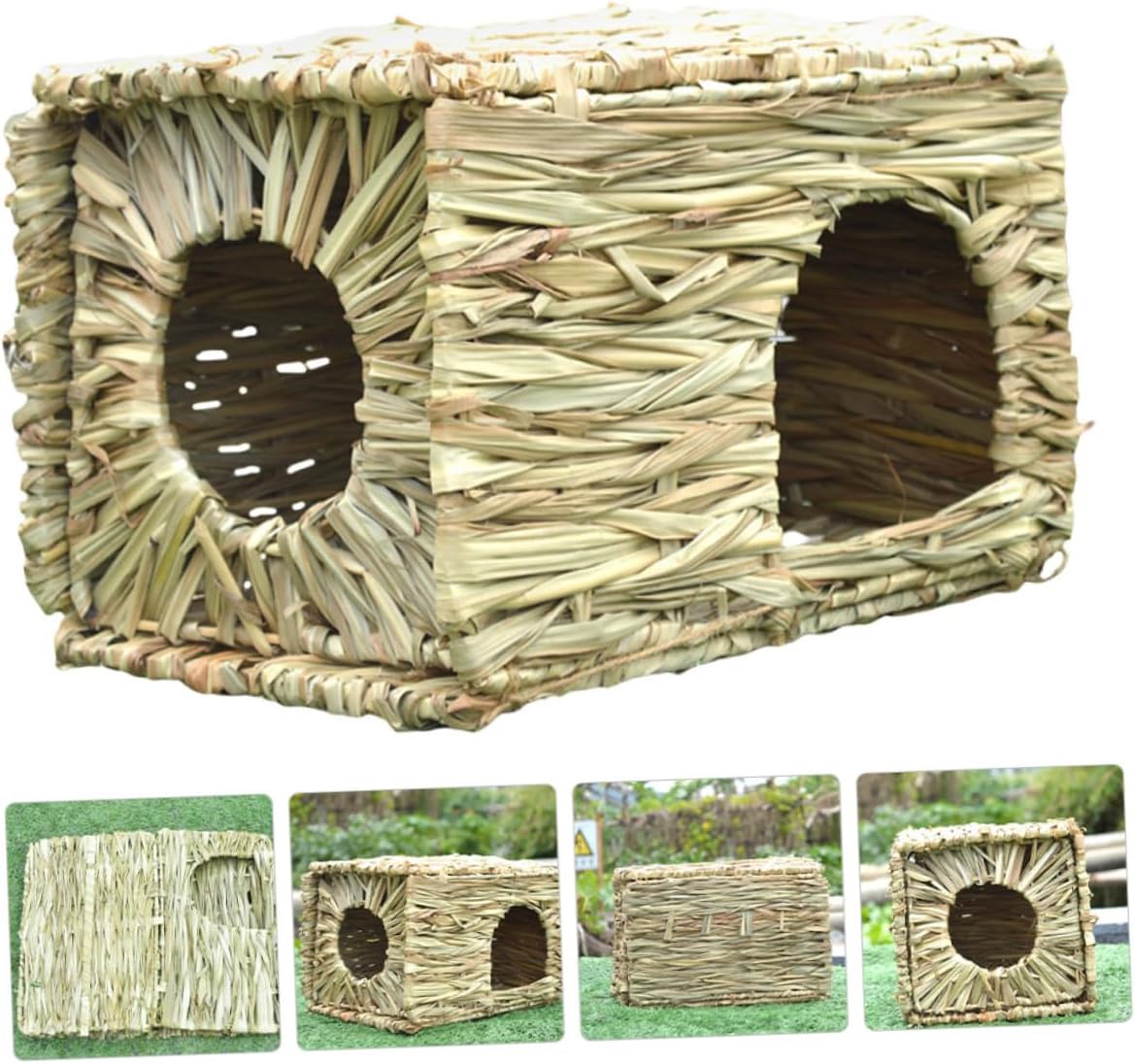 Large Rabbit Grass Nest Box Handmade Natural Hideout Nest Cage Foldable Comfortable Bed for Indoor Rabbits