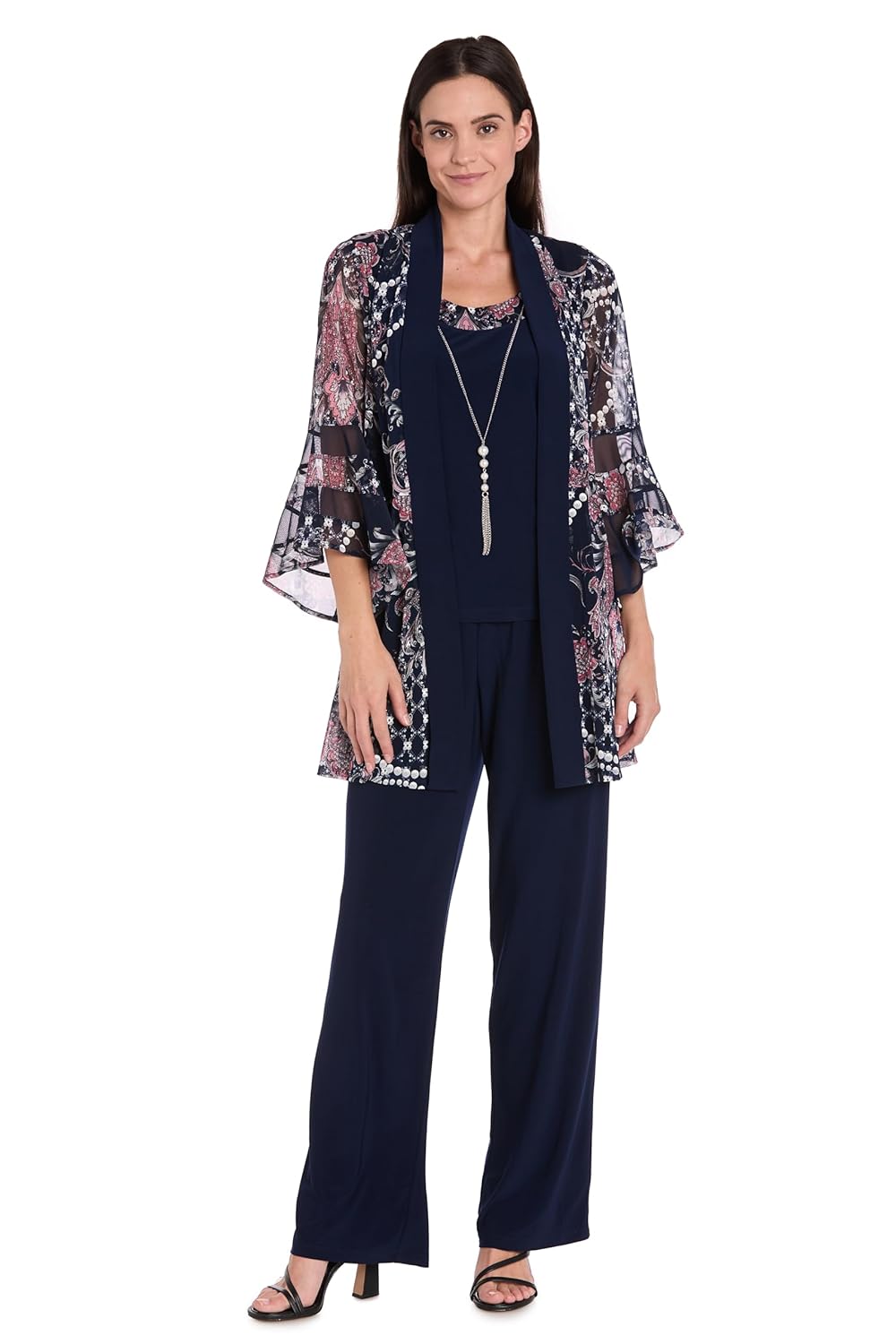 R M Richards Womens Midnight Bloom Mock Jacket Set