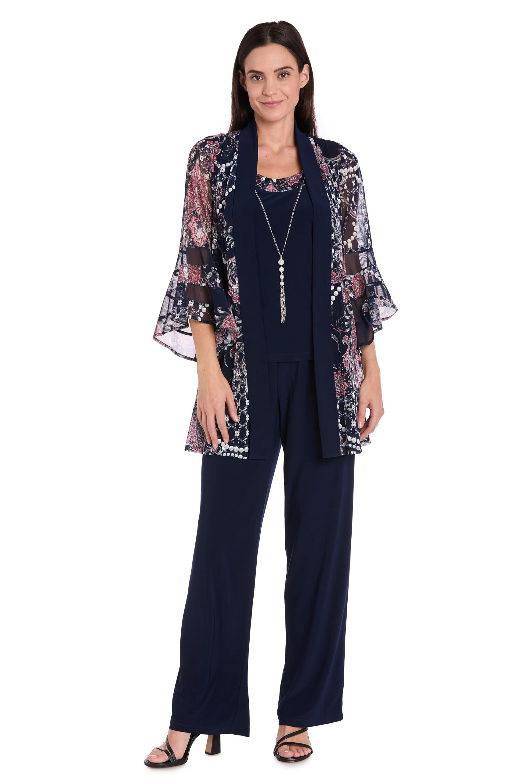 R M Richards Womens Midnight Bloom Mock Jacket Set
