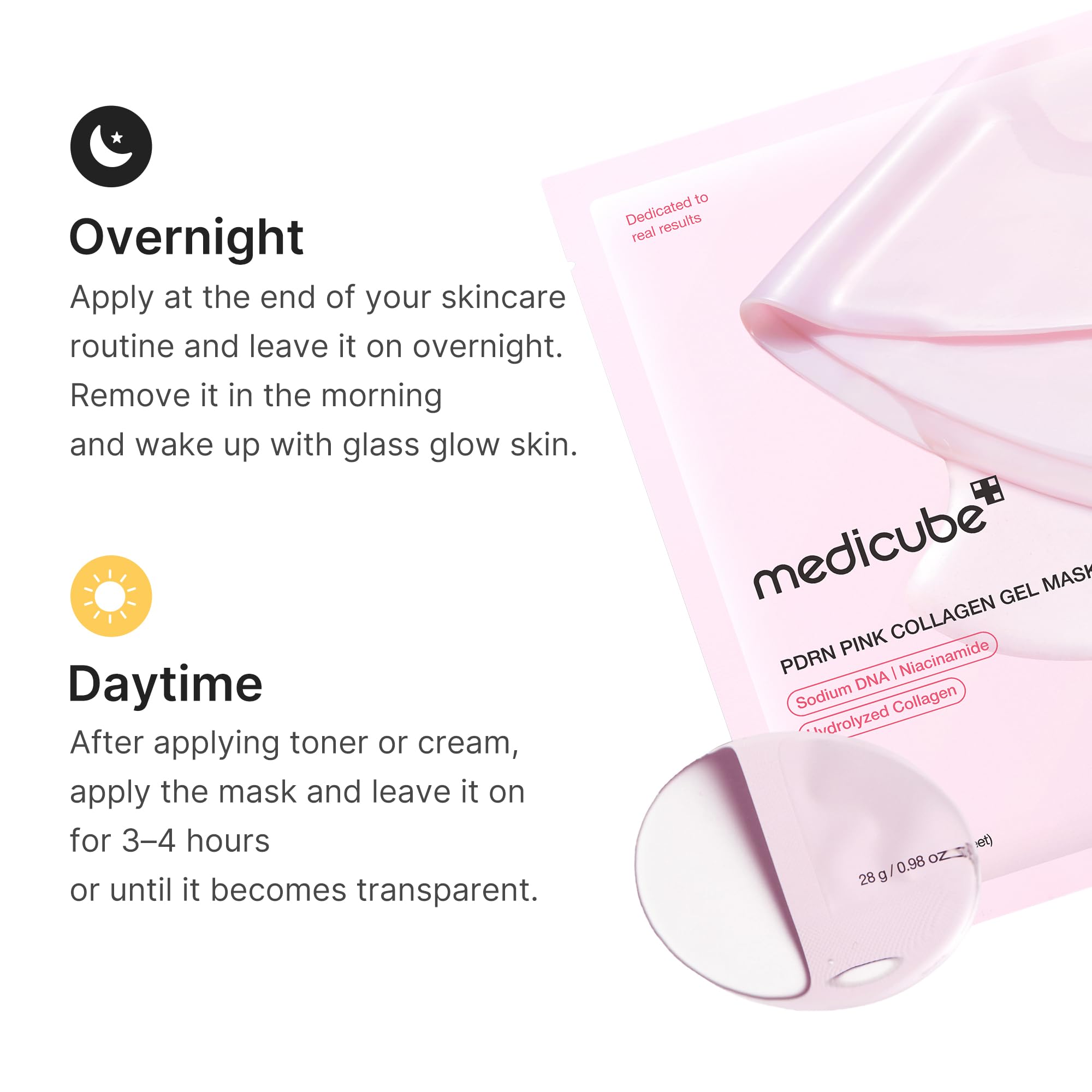 medicube Salmon Dna Pdrn, Maschera In Gel Di Collagene Rosa, Da Notte, Per Una Pelle Luminosa Ed Elastica, Idratante, Rassodante E Idratante, 4 Pezzi (Confezione Da 1)