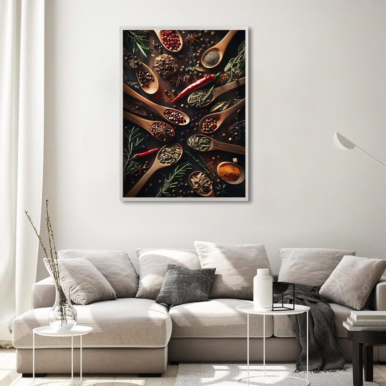 Diamond Painting Erwachsene Küche 5D Diamond Painting Gewürze Muster DIY Set Erwachsene Anfänger, Vollbohrer Diamanten Malerei Kreuzstich Bastelset für Zimmer Wand Deko Schlafzimmer 90x120cm,Model737