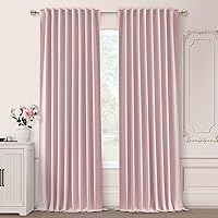 Vista 47 de SHINELAND Cortinas opacas de 102 pulgadas para sala de estar, cortinas opacas con pestaña trasera de 102 pulgadas de largo para dormitorio