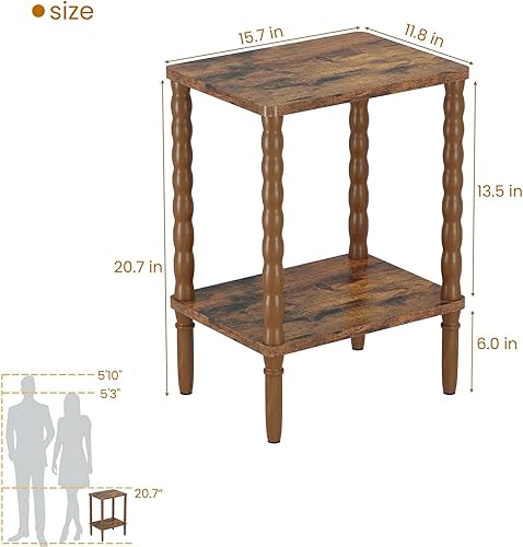 Miniatura 3 de Mesa auxiliar pequeña, mesa auxiliar retro, mesa auxiliar estrecha para espacios pequeños, mesita de noche delgada para dormitorio, sala de estar,