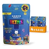 Powerbears TETRIS Gamer Gummies in Tetrimino Shapes - 20&percnt; Fruit Juice&comma; Vitamins&comma; 8 Fruity Flavors &lpar;Pack of 4x4&period;4OZ&rpar;