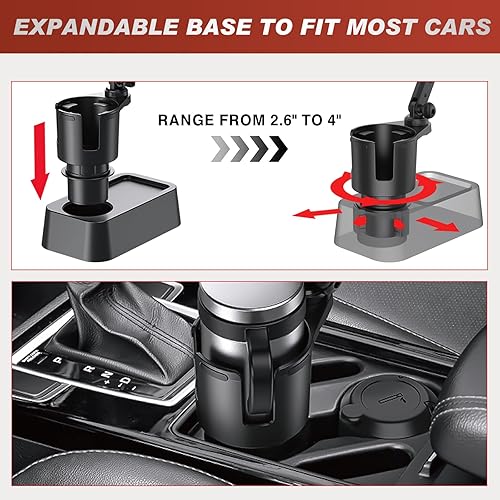 Miniatura 2 de Frokom Expansor de portavasos para automóvil, adaptador de expansor de portavasos de automóvil mejorado con base ajustable de desplazamiento y