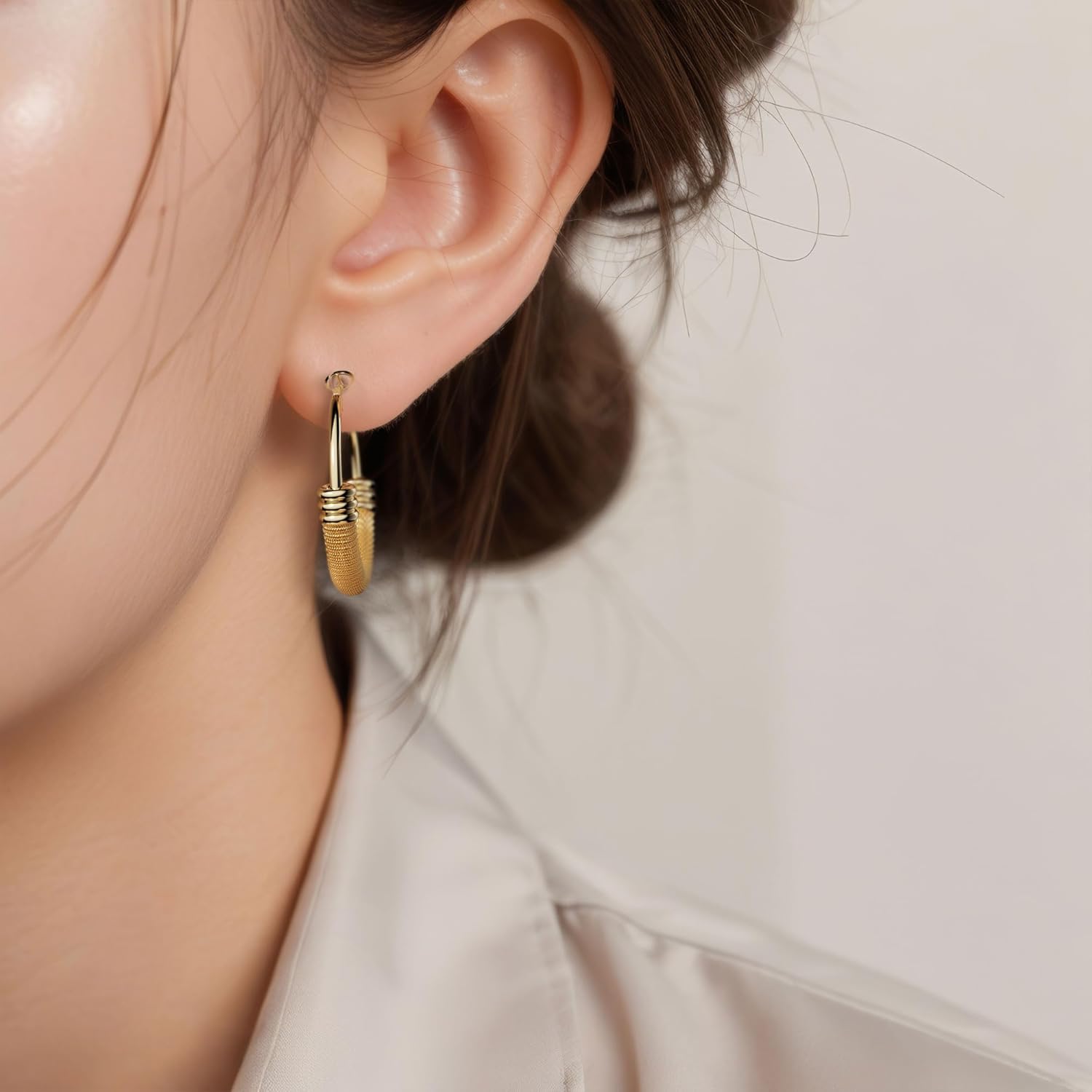 25mm/30mm Trendy Hoop Earrings For Women, Minimalist & Chic, 18K Gold Plated 316L Stainless Steel - Image 4