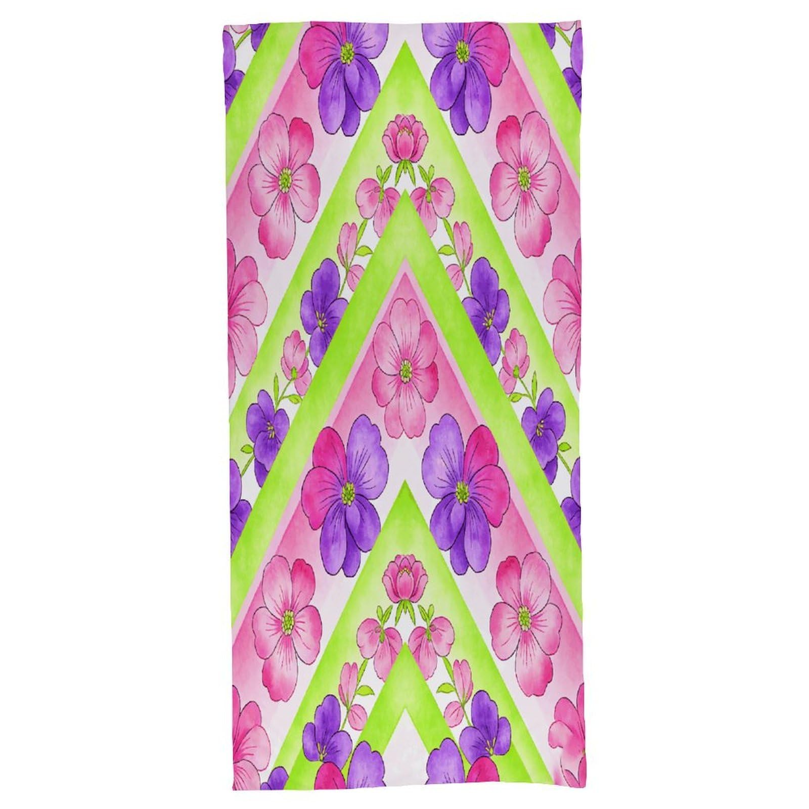 Fodpand Style Chevron Blooms Bath Towel, Highly Absorbent & Quick Drying Beach Towel, Compact & Lightweight Pool Towel For Bathroom, Beach, Pool, Gym, Spa, And Hotel Use