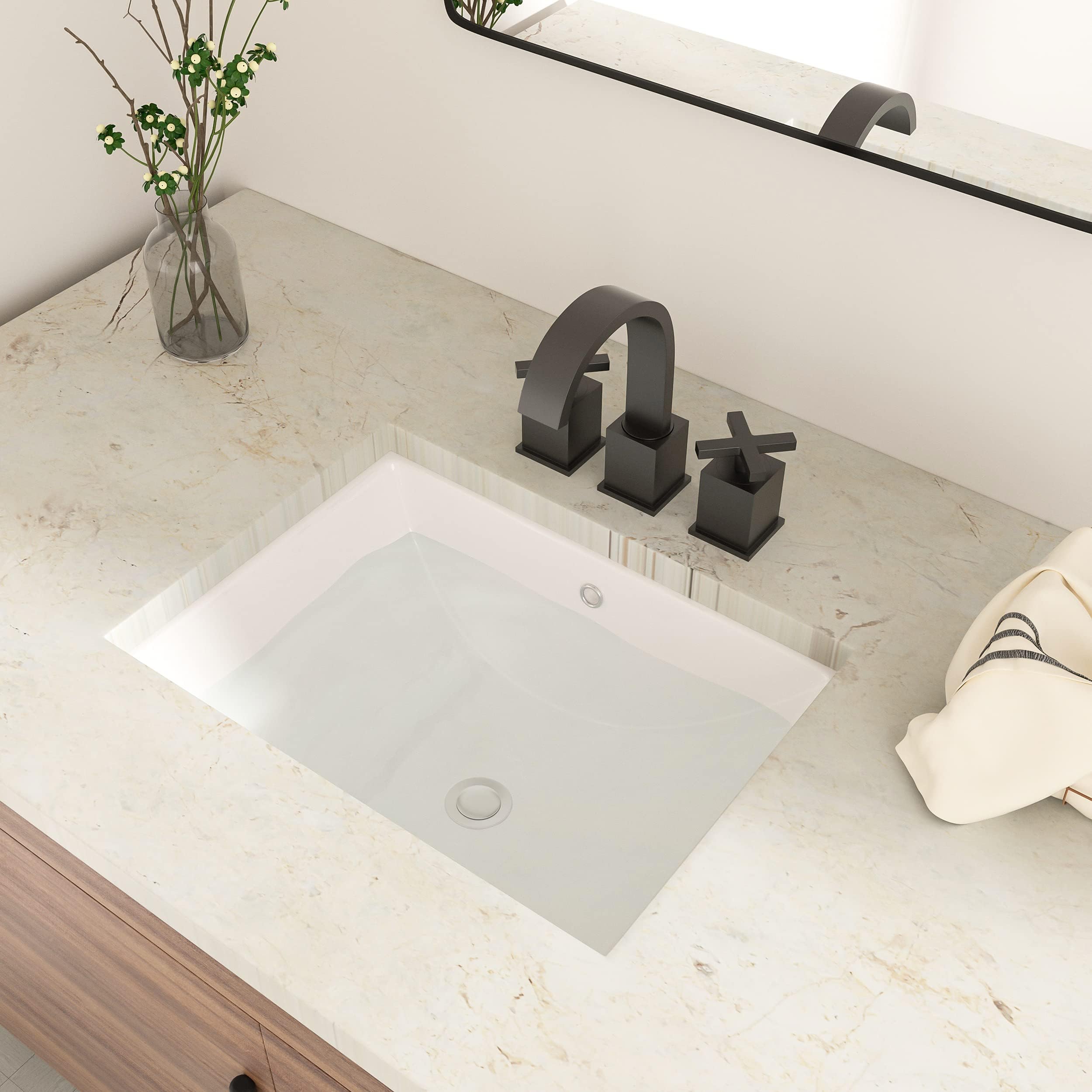 Fiore 2015, 20''x15'' Rectangle Undermount Bathroom Sink w/Concealed ...