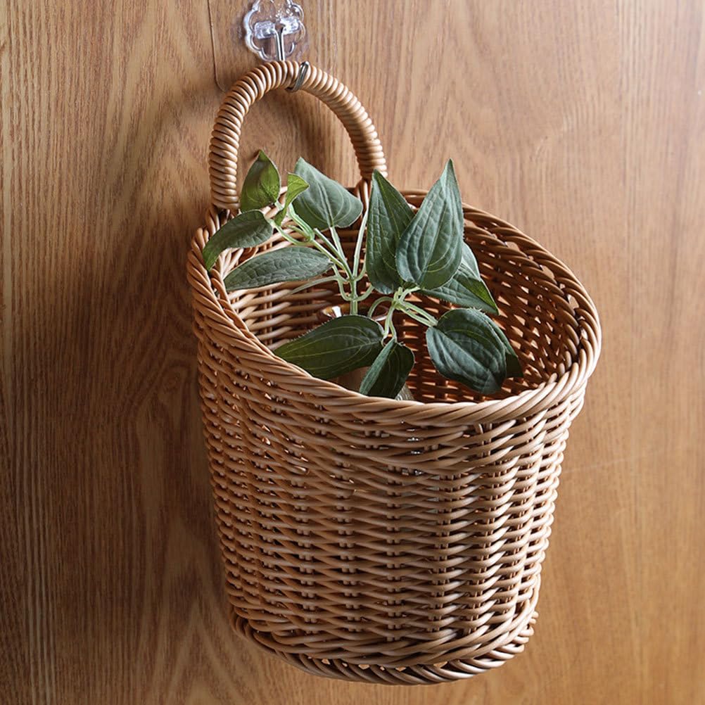 PRETYZOOM Cestino Portaoggetti Sospeso Da Parete Per Cucina 2 Pezzi Cestini Intrecciati in Plastica Per Conservare Aglio Cipolla E Design Salvaspazio Ed Elegante