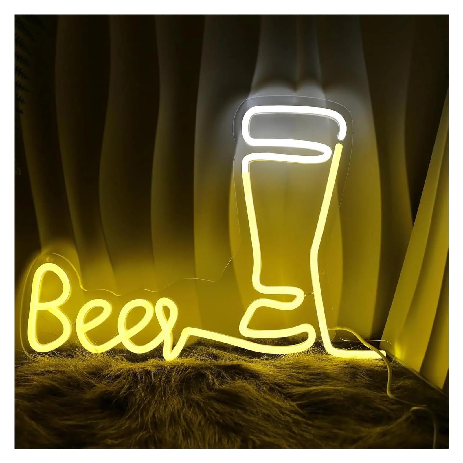 LEMST Sign Lamp Beer Neon Light - USB Powered, with Dimmer, Adjustable Brightness, for Home Bars, Lounges, Party Decor 29.97x42.47cm