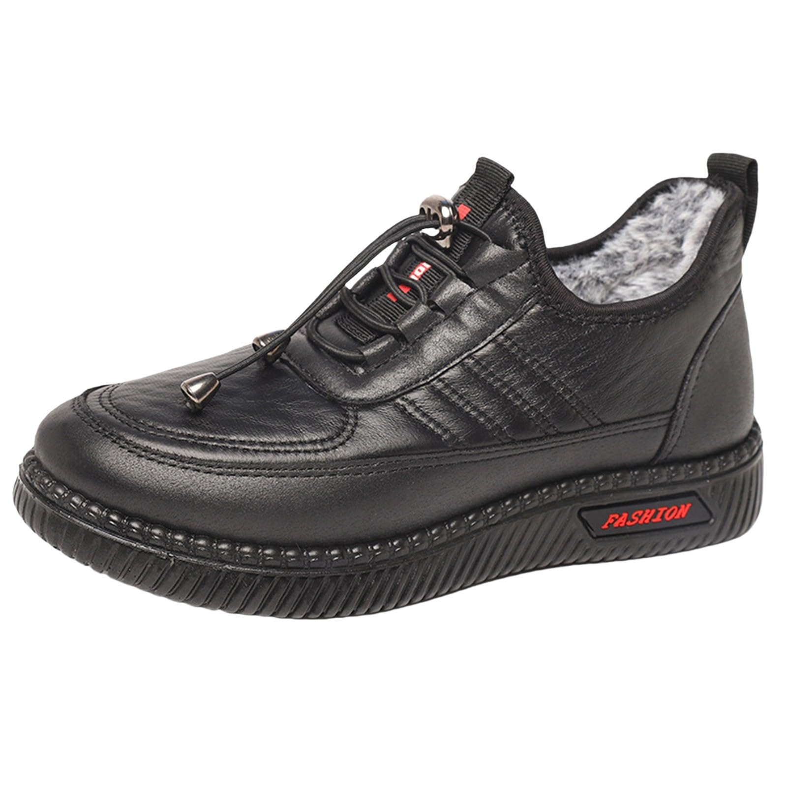 Chaussures d'hiver pour femme - Doublées - En cuir - Antidérapantes - Chaussures de randonnée - Chaussures basses - Bottes d'hiver - Bottes chaudes - Bottes de travail